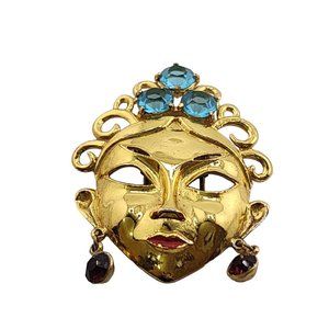 Vintage Unsigned Lady Face Mask Fur Clip (A3866)